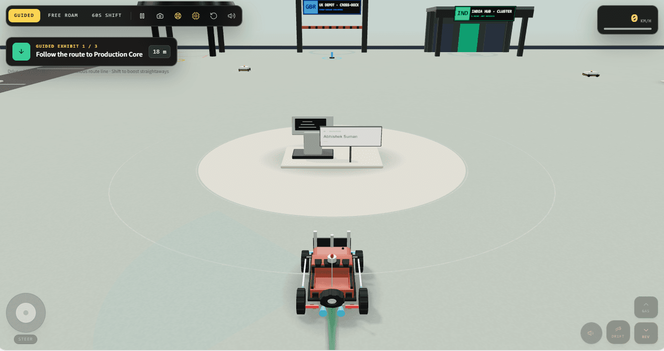 An overhead view of the Sortation Rover warehouse, with conveyor lines and regional delivery depots